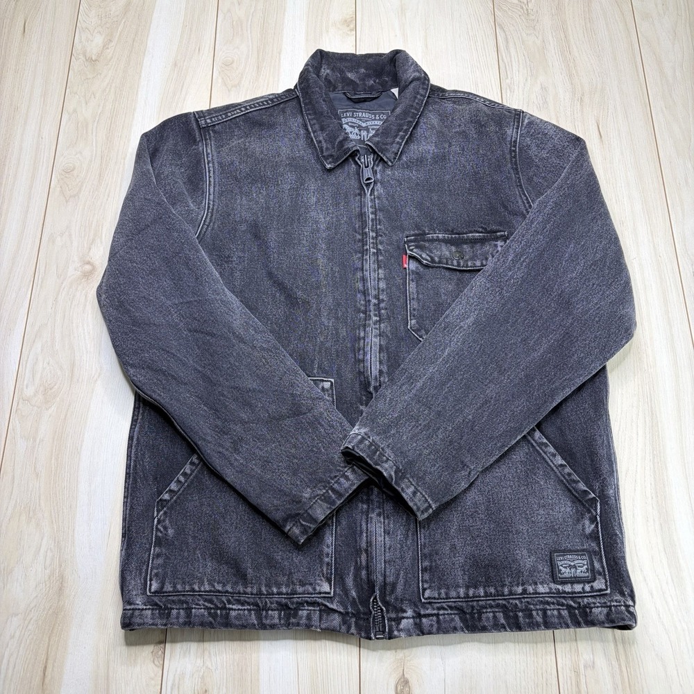 Levi's Men's Waller Worker Full Zip Coat Black Denim Jacket Size Medium